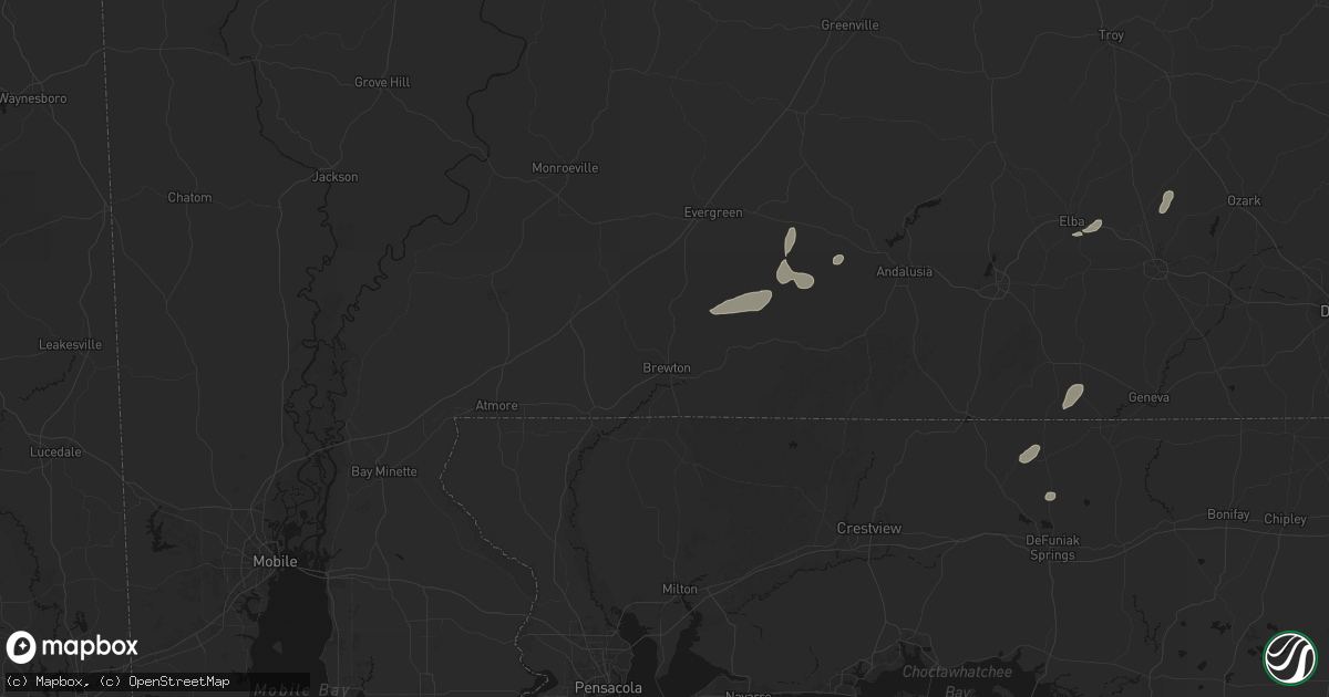 Hail map in Brewton, AL on July 10, 2026
