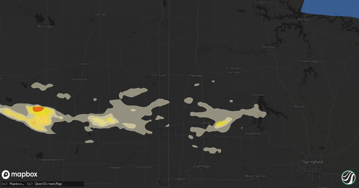 Hail map in Bronaugh, MO on July 10, 2026