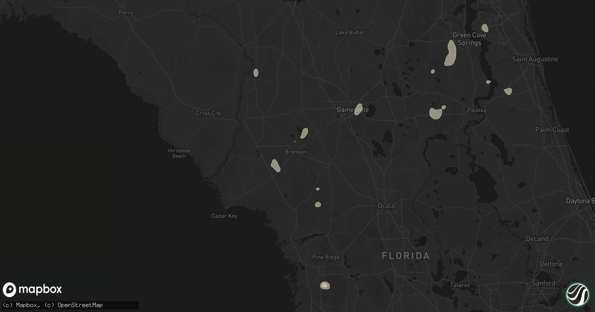 Hail map in Bronson, FL on July 10, 2026