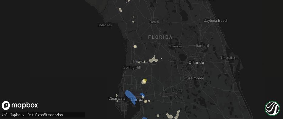 Hail map in Brooksville, FL on July 10, 2026