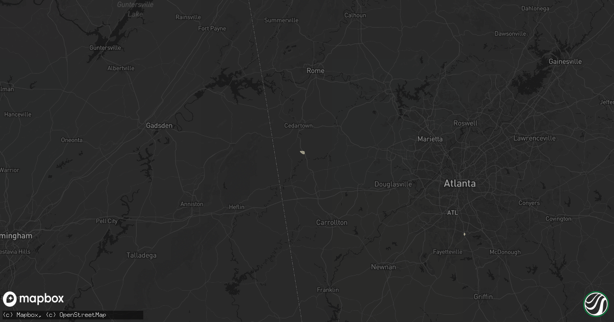 Hail map in Buchanan, GA on July 10, 2026