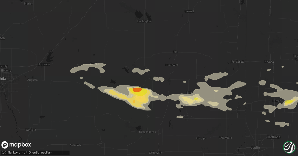 Hail map in Buffalo, KS on July 10, 2026