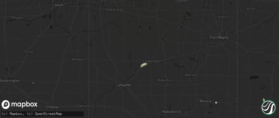 Hail map in Burnettsville, IN on July 10, 2026
