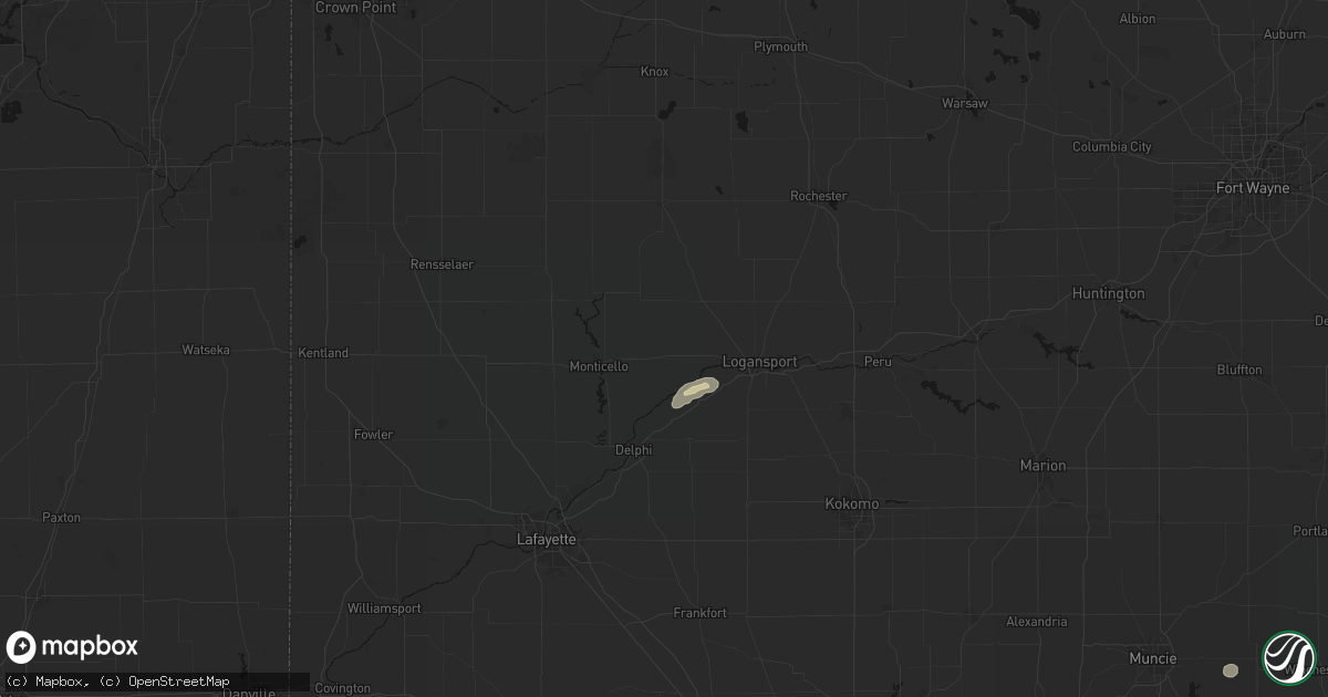 Hail map in Burnettsville, IN on July 10, 2026