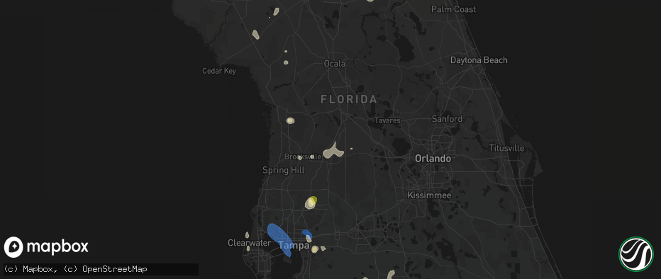 Hail map in Bushnell, FL on July 10, 2026