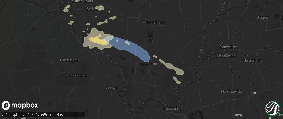 Hail map in Cambria, IL on July 10, 2026