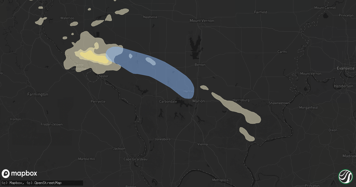 Hail map in Cambria, IL on July 10, 2026