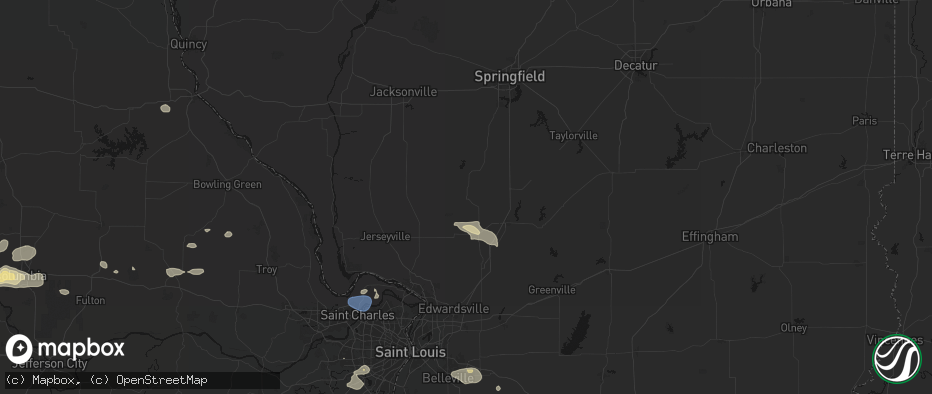Hail map in Carlinville, IL on July 10, 2026