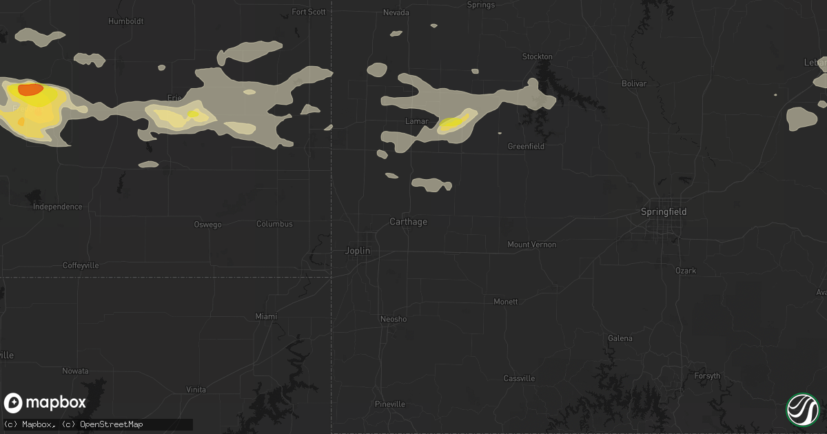 Hail map in Carthage, MO on July 10, 2026