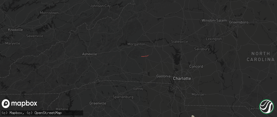 Hail map in Casar, NC on July 10, 2026