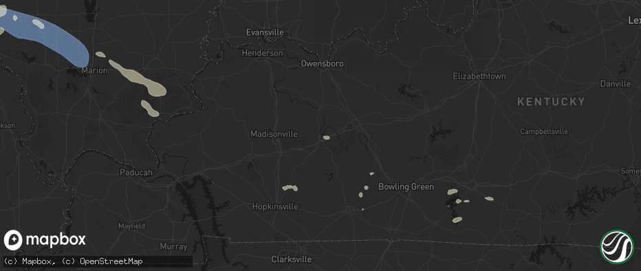 Hail map in Central City, KY on July 10, 2026