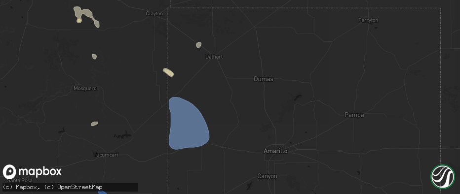 Hail map in Channing, TX on July 10, 2026