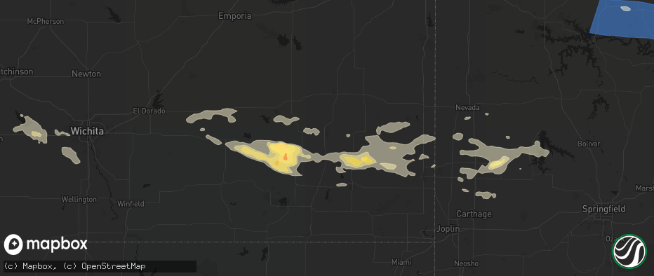 Hail map in Chanute, KS on July 10, 2026
