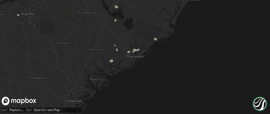 Hail map in Charleston, SC on July 10, 2026