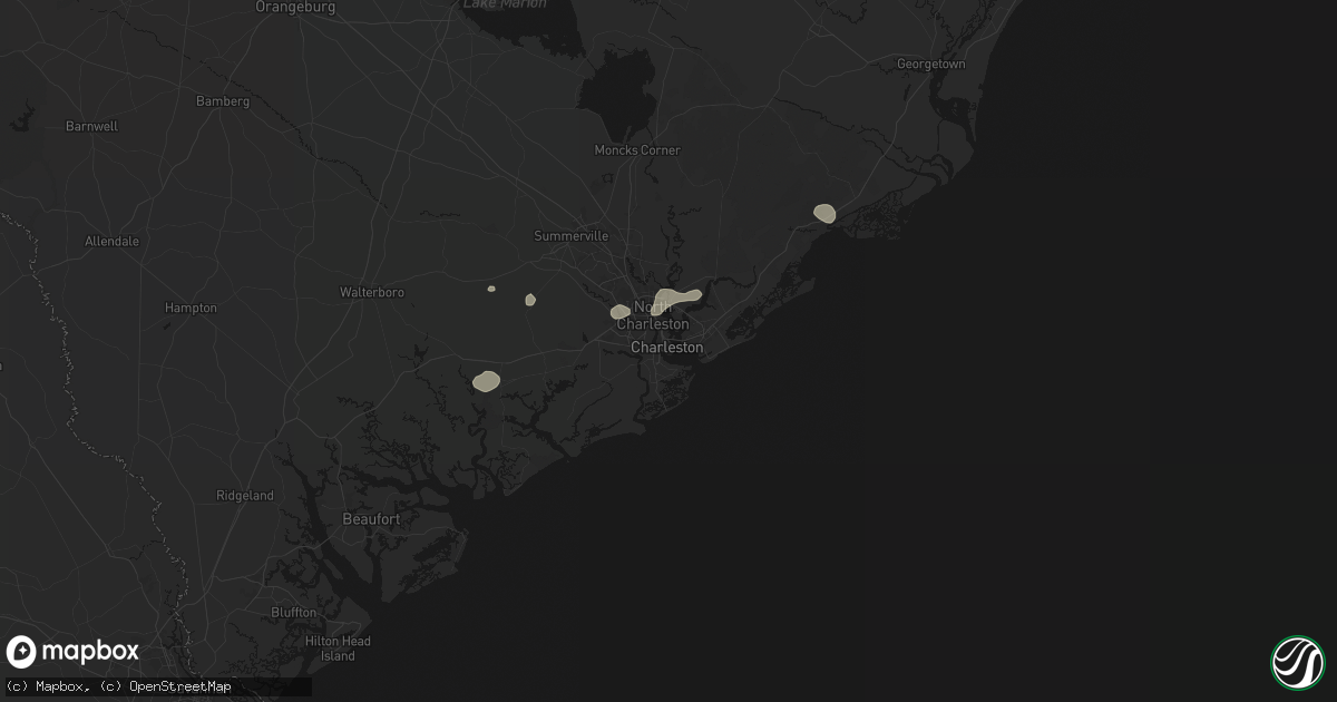 Hail map in Charleston, SC on July 10, 2026