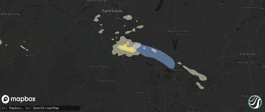 Hail map in Chester, IL on July 10, 2026