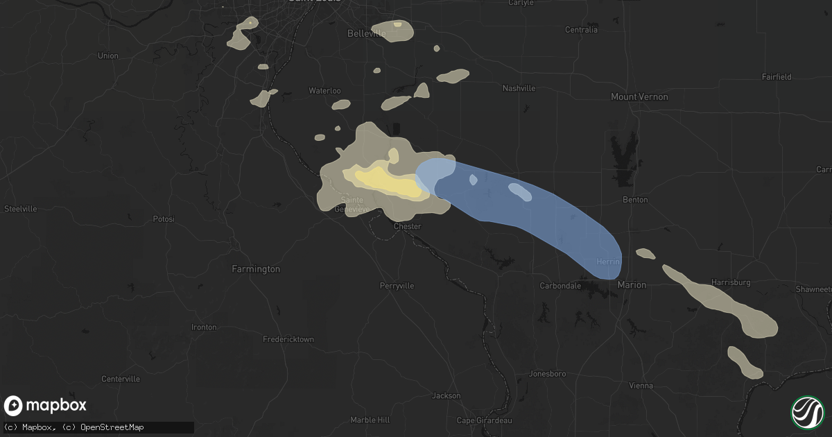 Hail map in Chester, IL on July 10, 2026