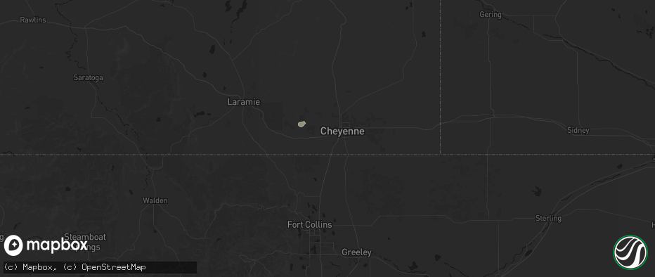 Hail map in Cheyenne, WY on July 10, 2026