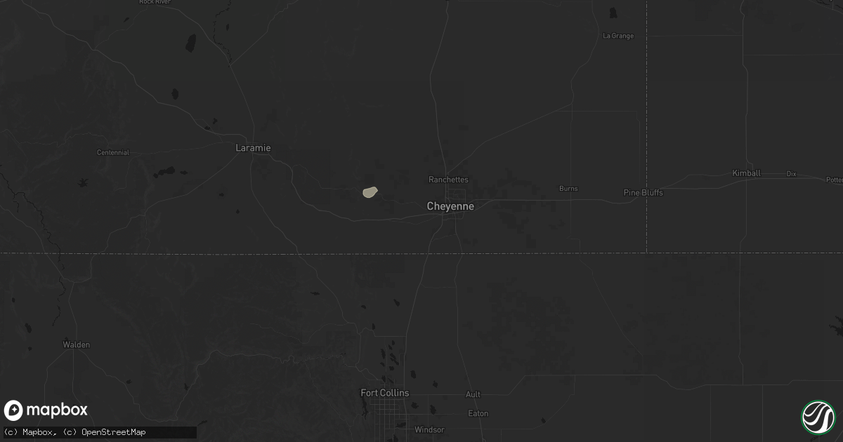Hail map in Cheyenne, WY on July 10, 2026