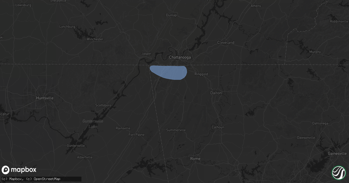 Hail map in Chickamauga, GA on July 10, 2026