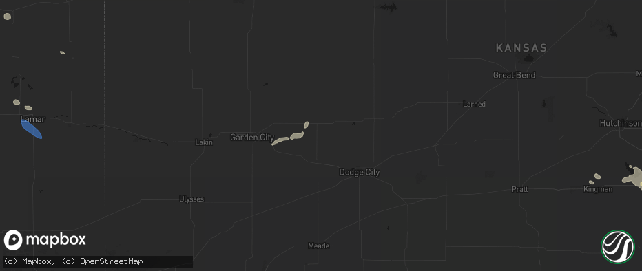 Hail map in Cimarron, KS on July 10, 2026