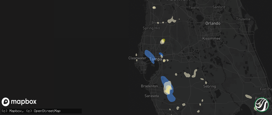 Hail map in Clearwater Beach, FL on July 10, 2026