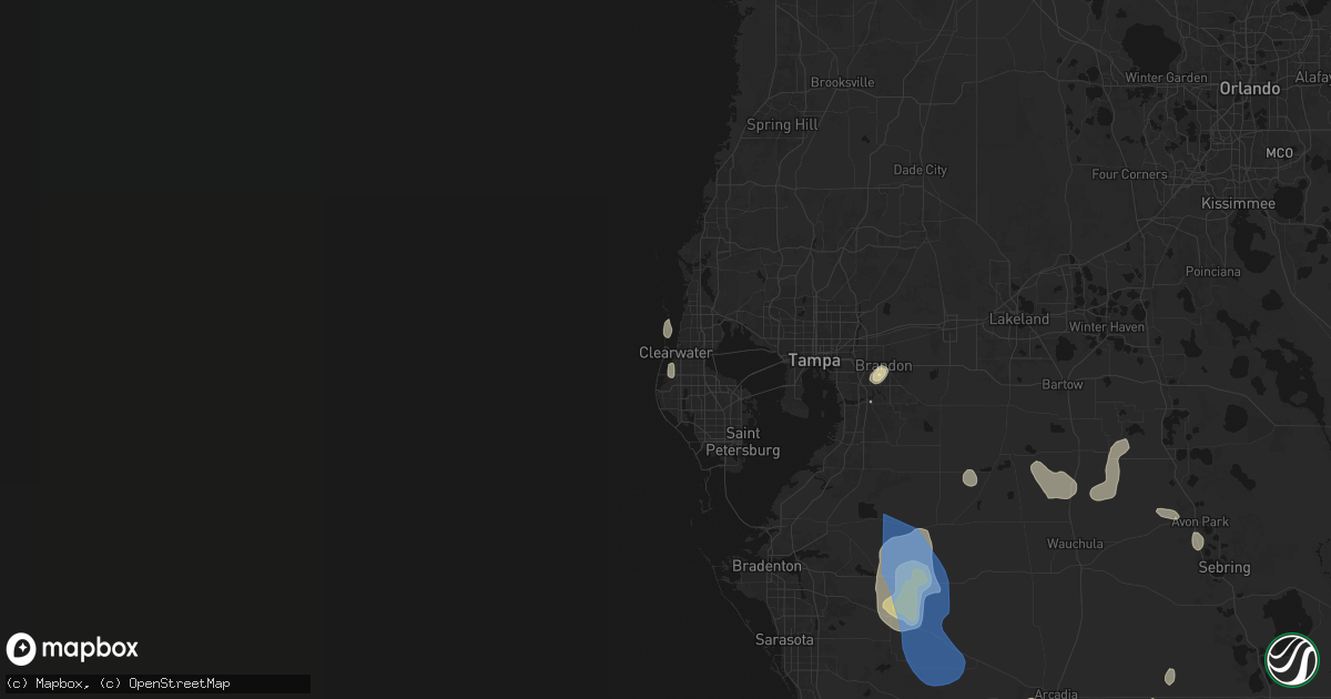 Hail map in Clearwater Beach, FL on July 10, 2026