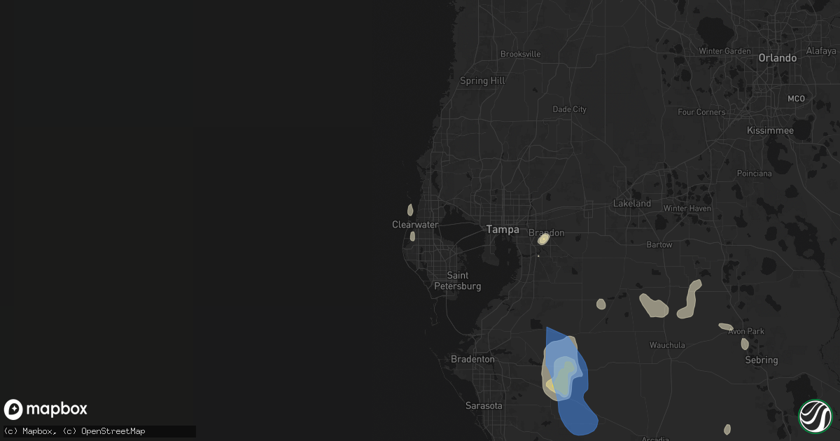 Hail map in Clearwater, FL on July 10, 2026