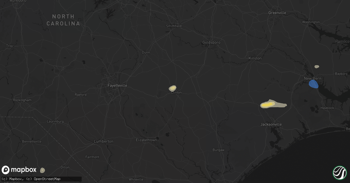 Hail map in Clinton, NC on July 10, 2026