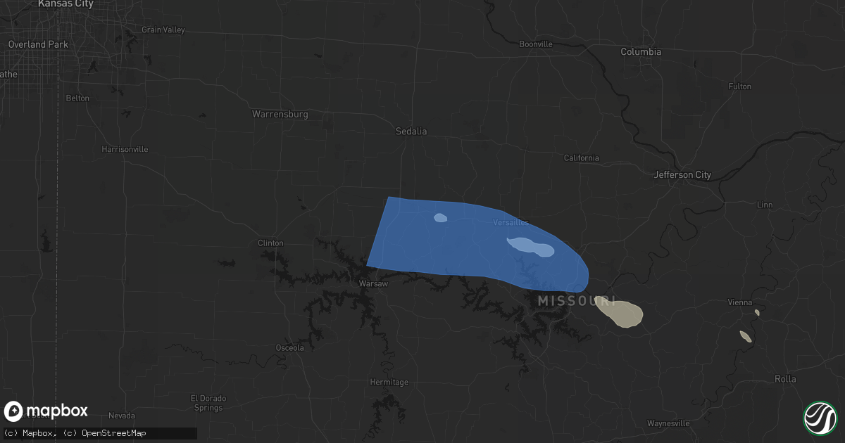 Hail map in Cole Camp, MO on July 10, 2026