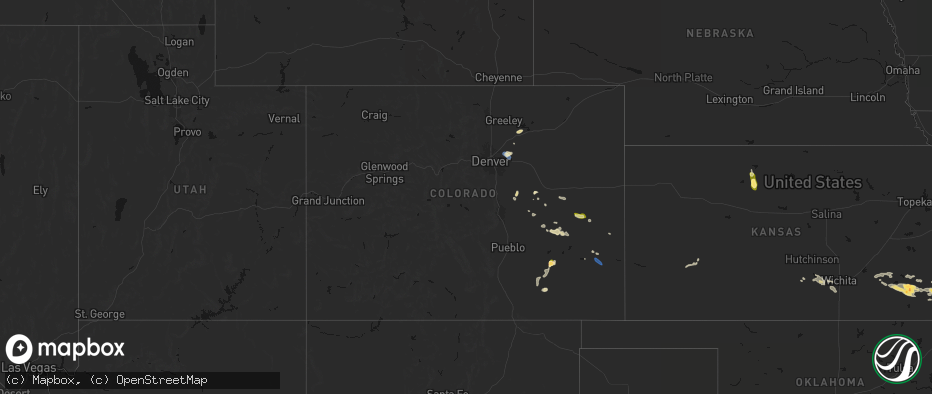 Hail map in Colorado on July 10, 2026