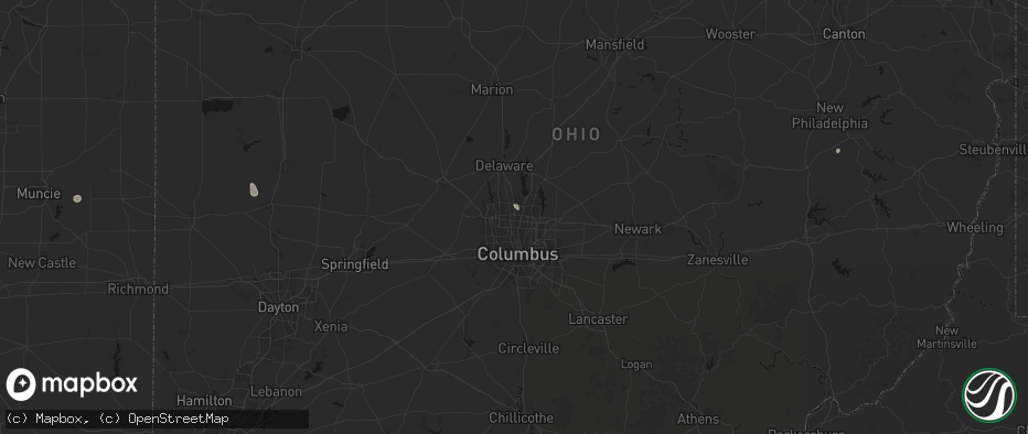 Hail map in Columbus, OH on July 10, 2026