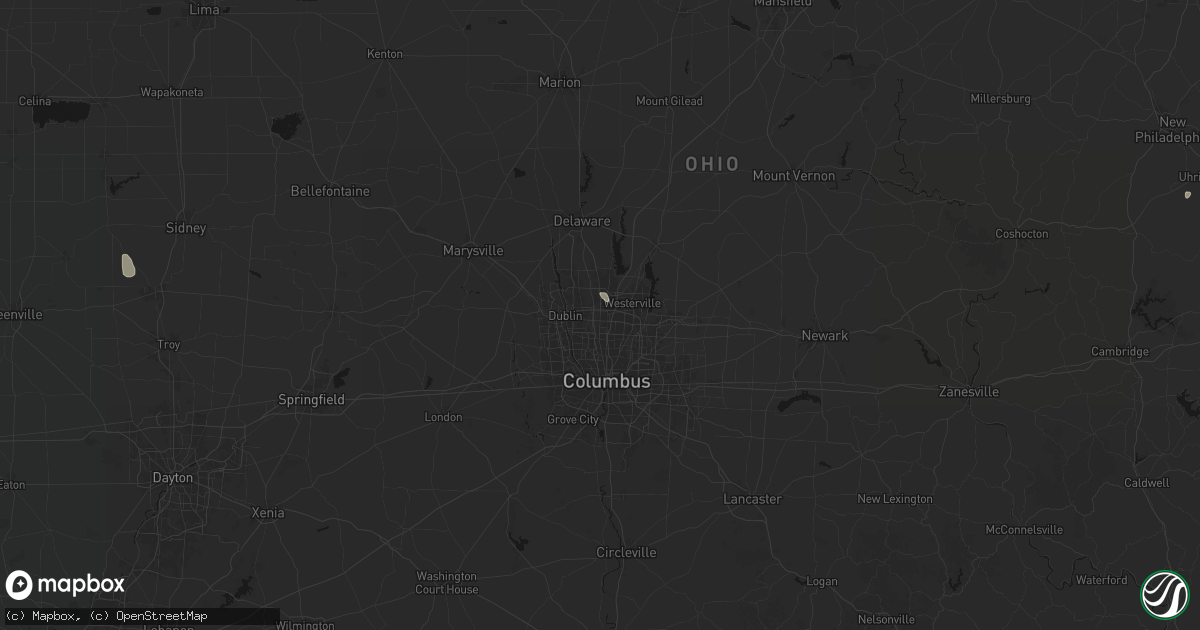 Hail map in Columbus, OH on July 10, 2026