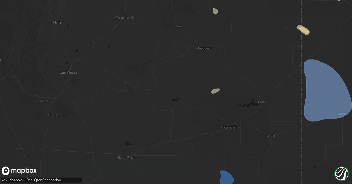 Hail map in Conchas Dam, NM on July 10, 2026