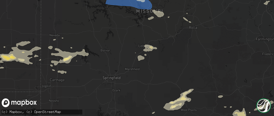 Hail map in Conway, MO on July 10, 2026