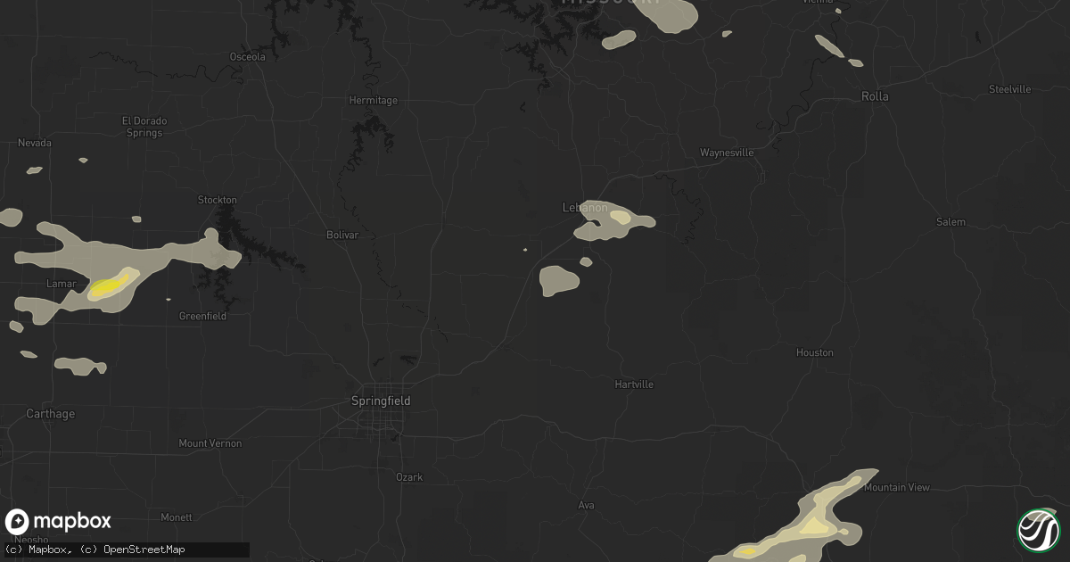 Hail map in Conway, MO on July 10, 2026