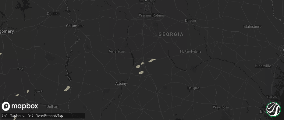 Hail map in Cordele, GA on July 10, 2026
