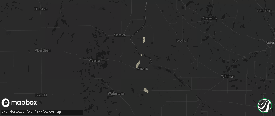 Hail map in Corona, SD on July 10, 2026