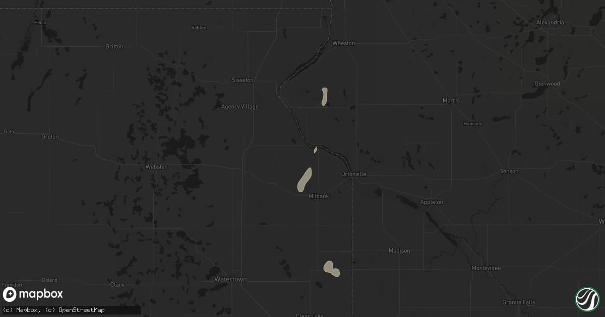 Hail map in Corona, SD on July 10, 2026