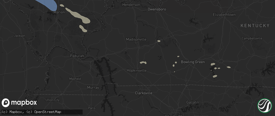 Hail map in Crofton, KY on July 10, 2026