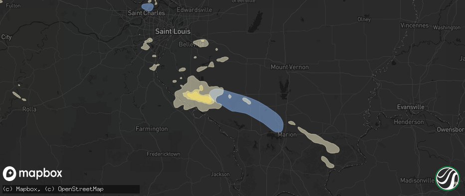 Hail map in Cutler, IL on July 10, 2026