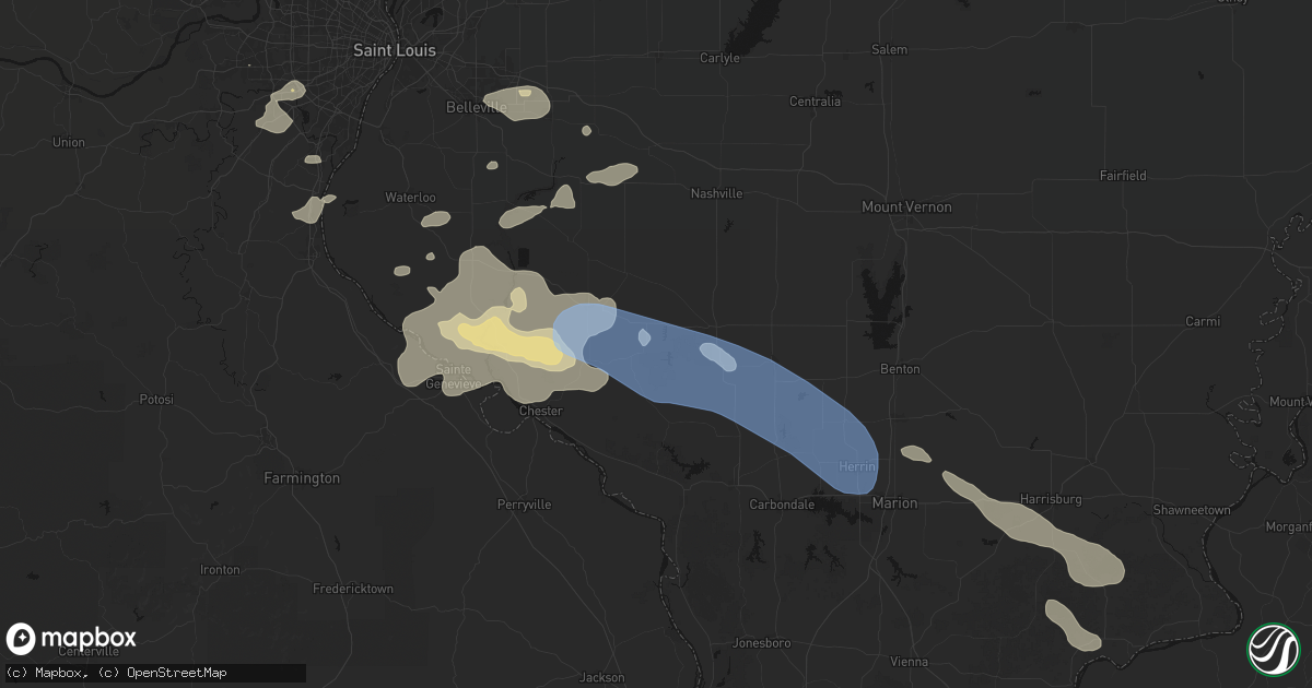 Hail map in Cutler, IL on July 10, 2026