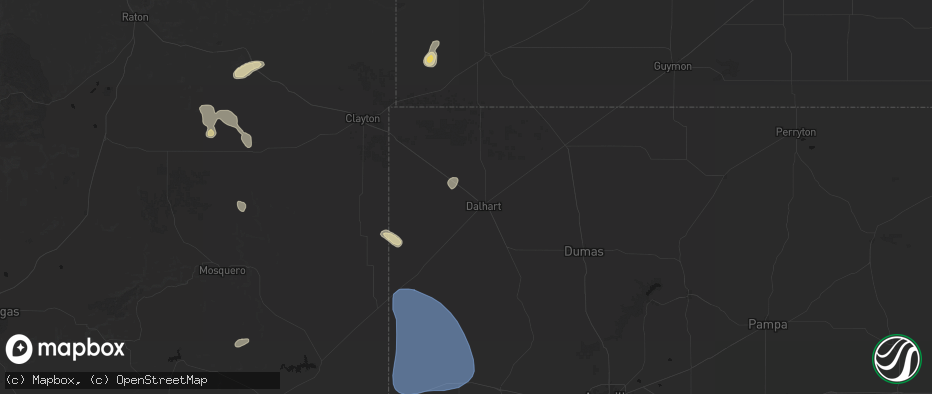 Hail map in Dalhart, TX on July 10, 2026