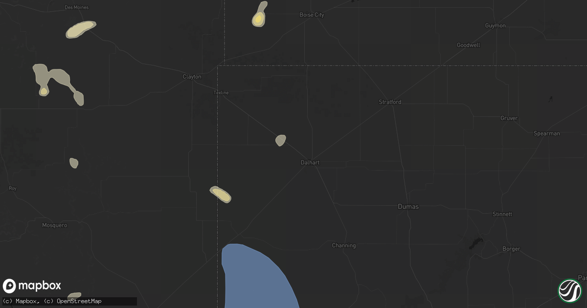 Hail map in Dalhart, TX on July 10, 2026