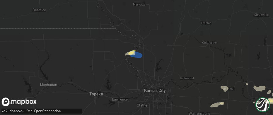 Hail map in De Kalb, MO on July 10, 2026