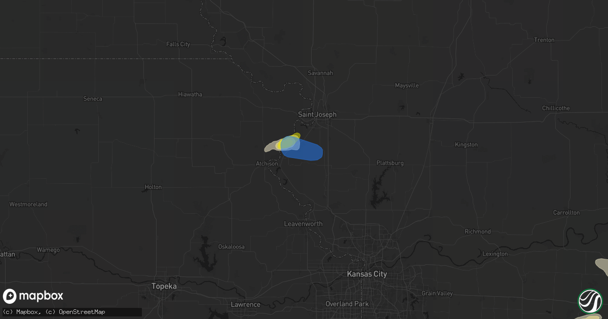 Hail map in De Kalb, MO on July 10, 2026