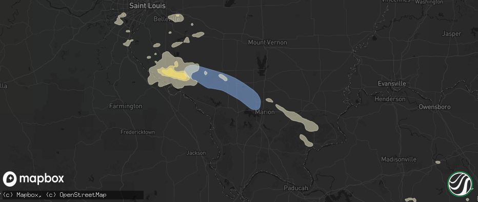 Hail map in De Soto, IL on July 10, 2026