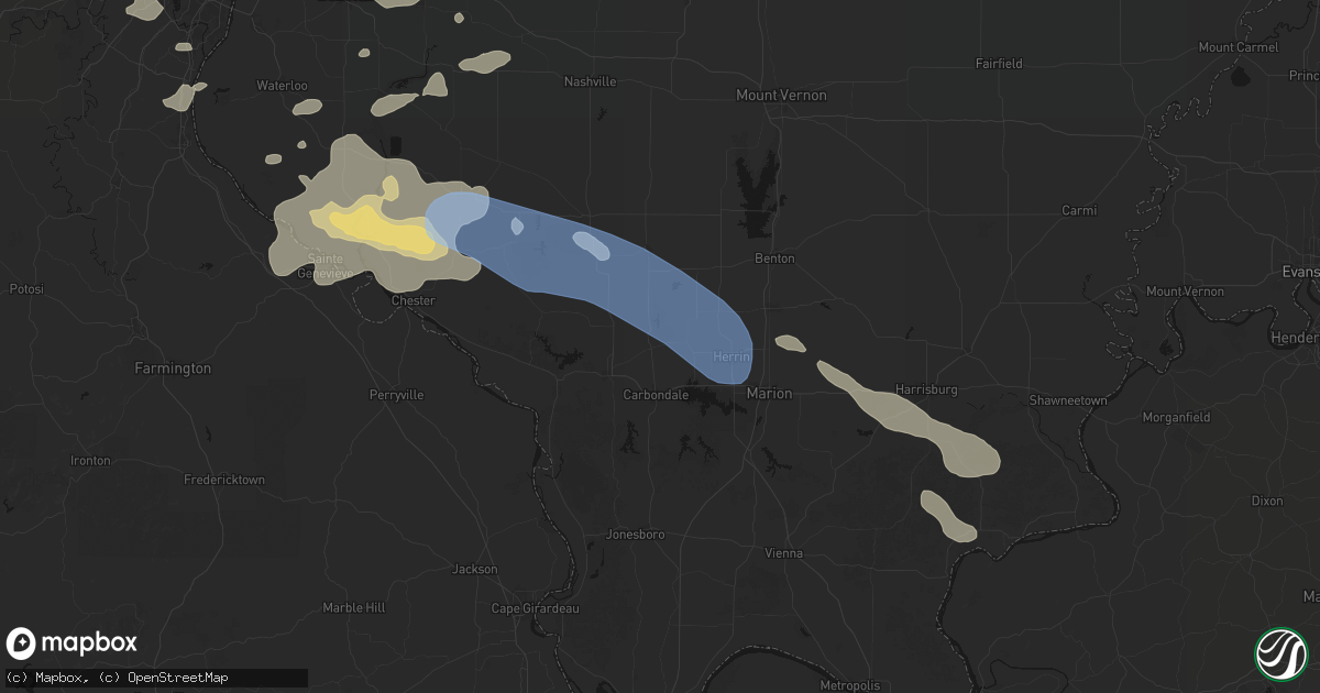 Hail map in De Soto, IL on July 10, 2026
