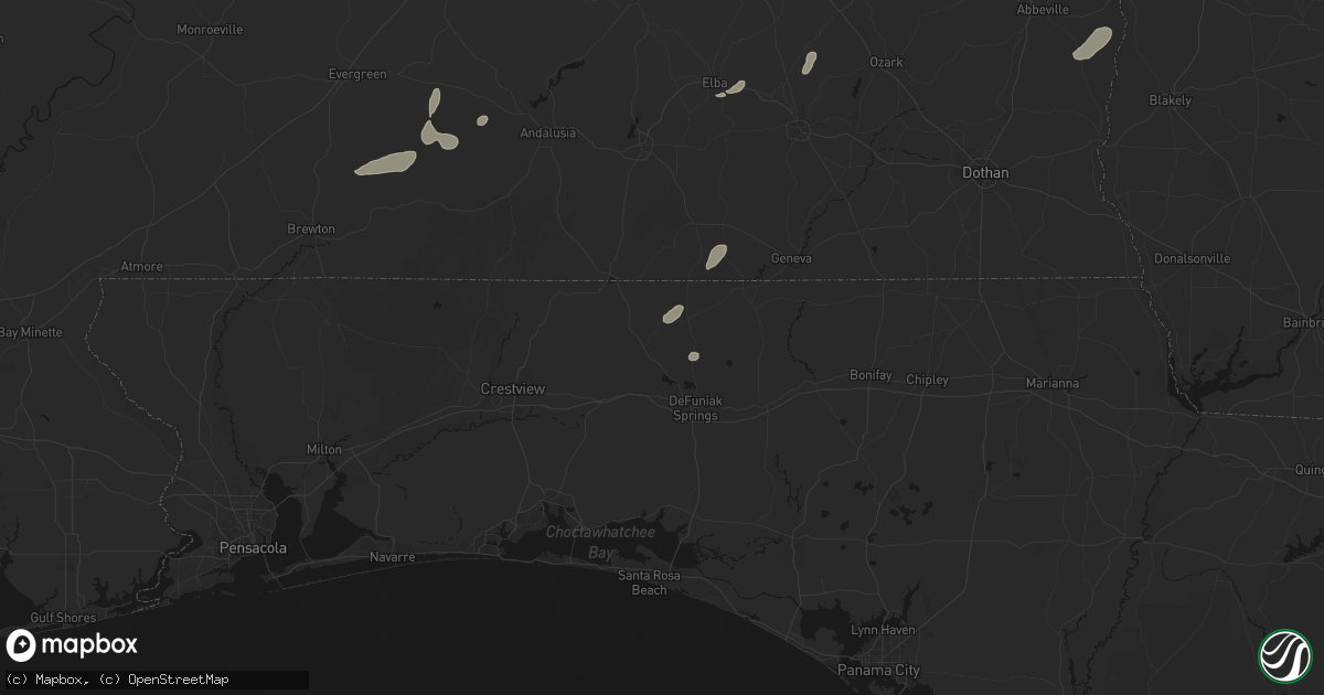 Hail map in Defuniak Springs, FL on July 10, 2026