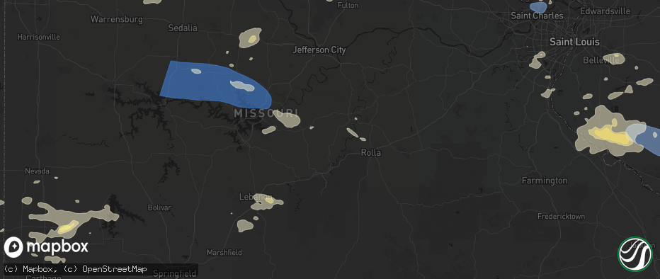 Hail map in Dixon, MO on July 10, 2026